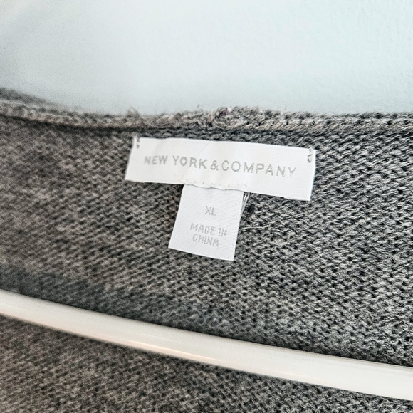 NY&Co. Light Grey Open Front Hooded Wooly Acrylic Cardigan w/ Big Pockets Sz XL - Picture 4 of 7